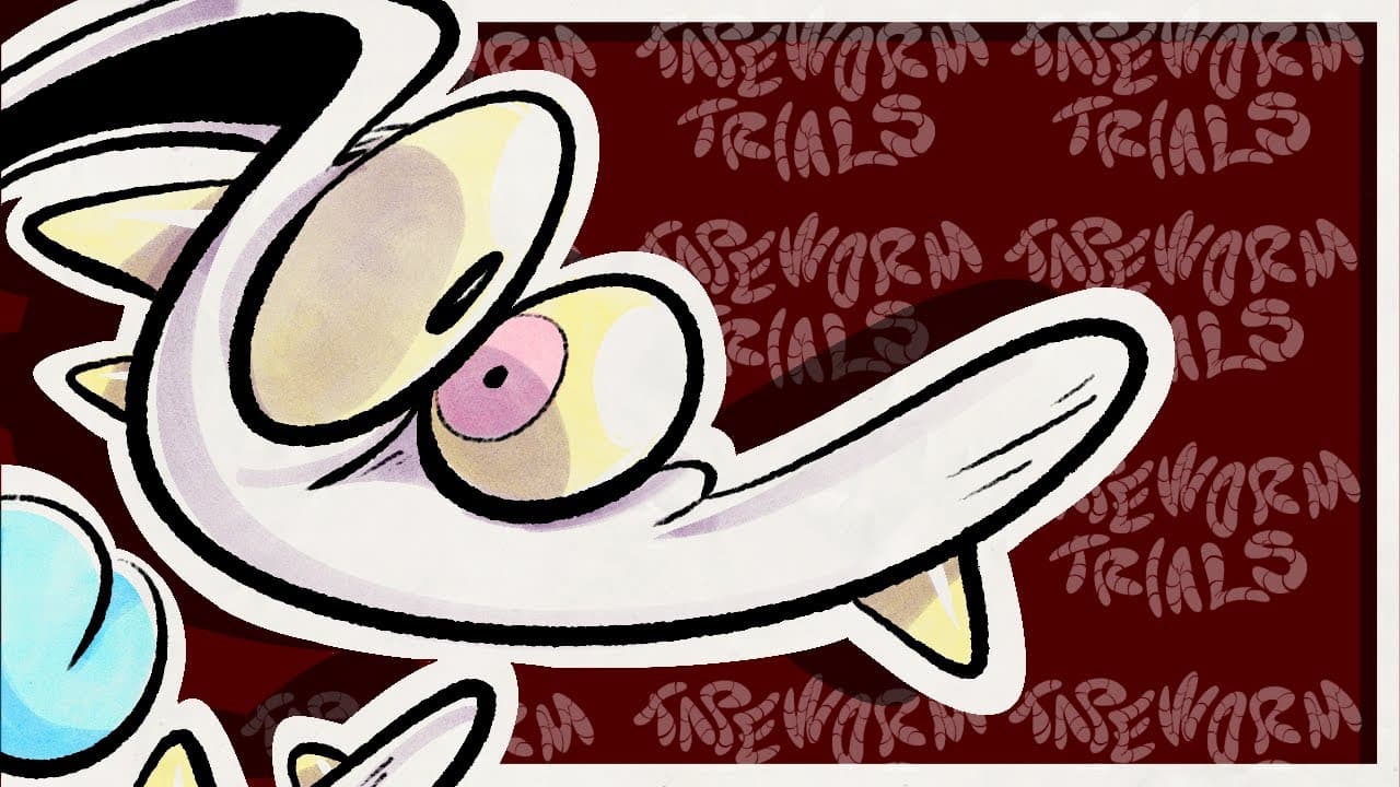 Title card from the animated comedy short Tapeworm Trials
